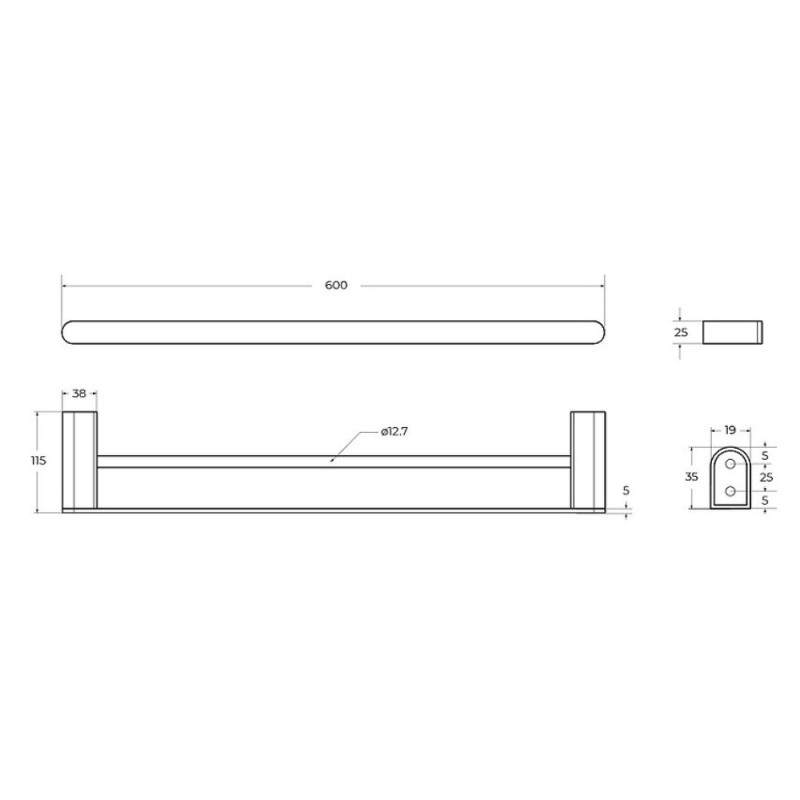 Полотенцедержатель двойной Cezares Stylus-THD-60-01, 60 см, хром