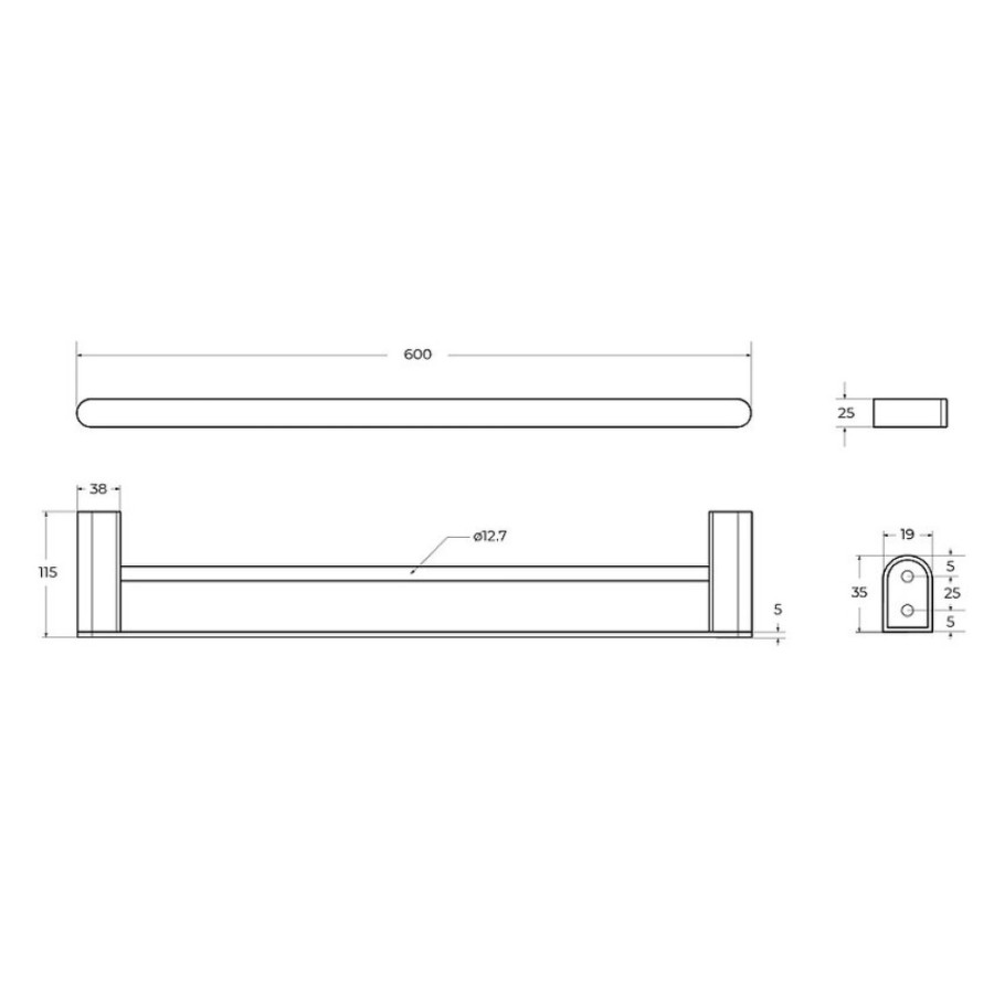 Полотенцедержатель двойной Cezares Stylus-THD-60-01, 60 см, хром