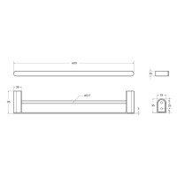 Полотенцедержатель двойной Cezares Stylus-THD-60-NOP, 60 см, черный матовый