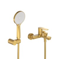Смеситель для ванны и душа Cezares STYLUS-VD-BORO, с душевым гарнитуром, брашированное золото