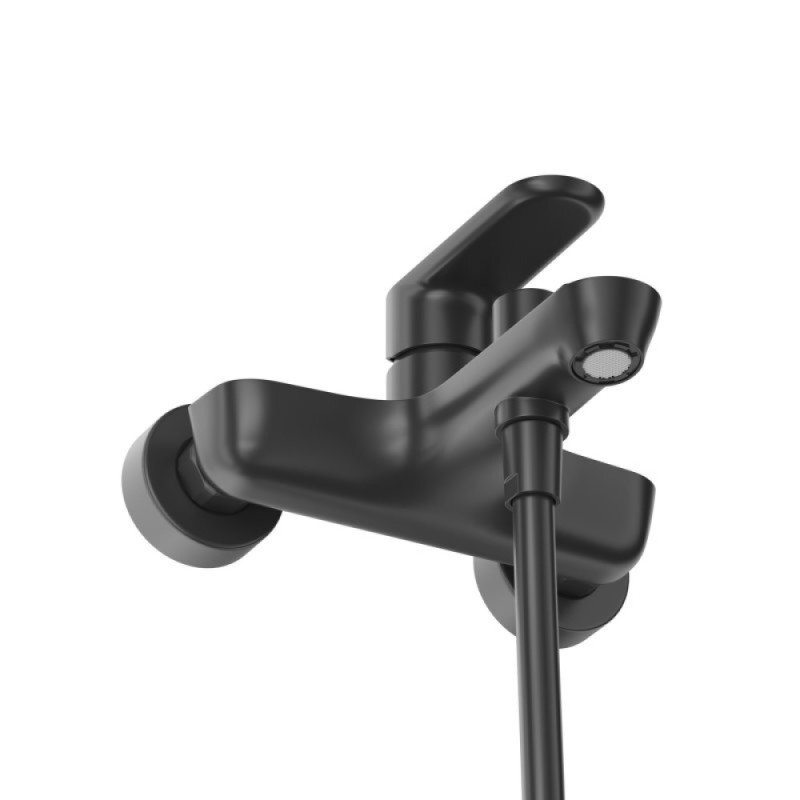 Смеситель для ванны и душа Cezares STYLUS-VD-NOP, с душевым гарнитуром, черный матовый