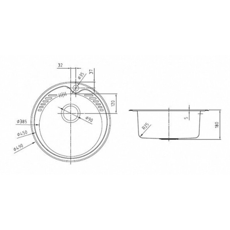Мойка кухонная Iddis Suno S SUN49S0i77K/011UPSOi84 D49 см, с выпуском, шелк, сатин