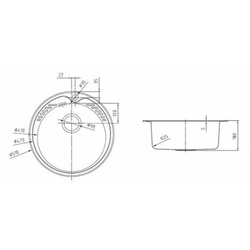 Мойка кухонная Iddis Suno S SUN51S0i77K/011UPSOi84 D51 см, с выпуском, шелк, сатин
