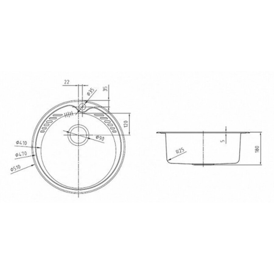 Мойка кухонная Iddis Suno S SUN51S0i77K/011UPSOi84 D51 см, с выпуском, шелк, сатин
