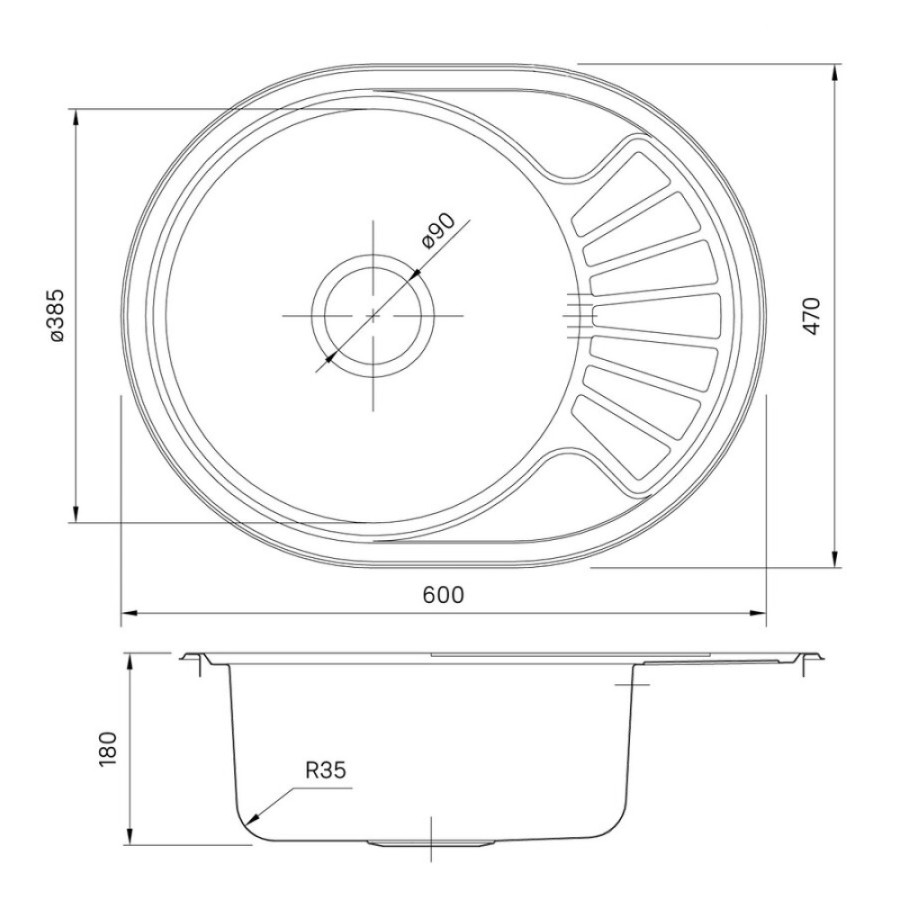 Мойка кухонная Iddis Suno S SUN60PDi77 60 см, 1 чаша, с крылом, полированная, сталь