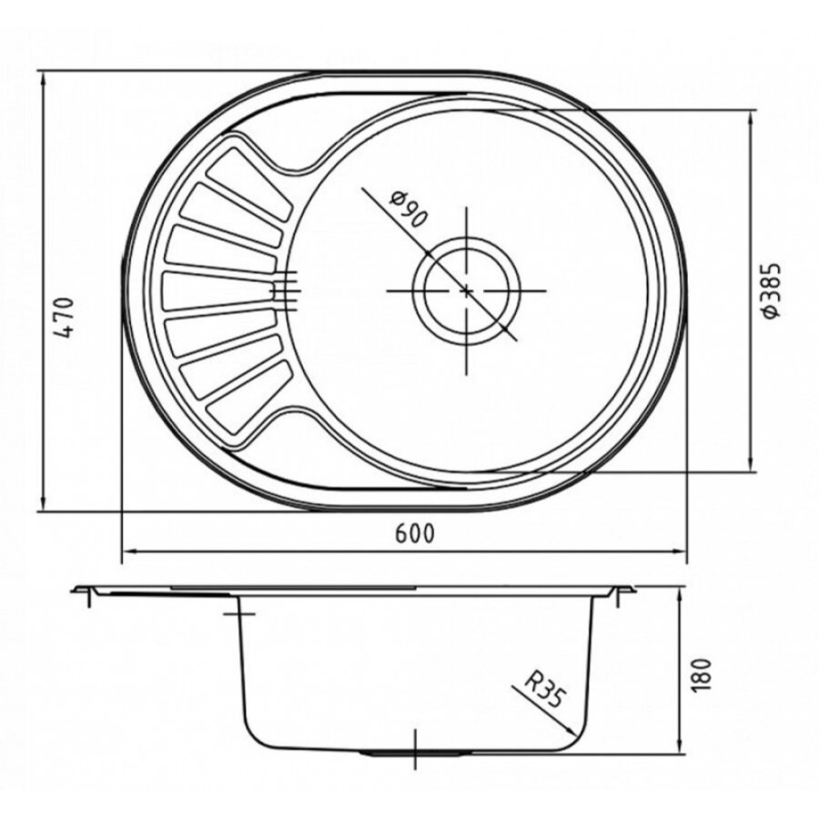 Мойка кухонная Iddis Suno S SUN60SDi77 60 см, 1 чаша, с крылом, шелк, сатин