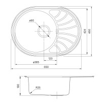Мойка кухонная Iddis Suno S SUN65SDi77 65 см, 1 чаша, с крылом, шелк, сатин