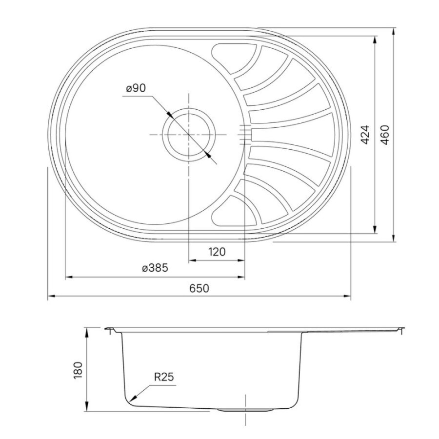 Мойка кухонная Iddis Suno S SUN65SDi77 65 см, 1 чаша, с крылом, шелк, сатин