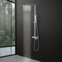 Душевая система Timo Tetra-Thermo SX-0169/16, с изливом, термостатическая, цвет белый матовый
