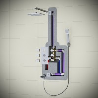 Душевая система Timo Tetra-Thermo, 2 потребителя, термостатическая, цвет чёрный матовый, SX-0179/03SM