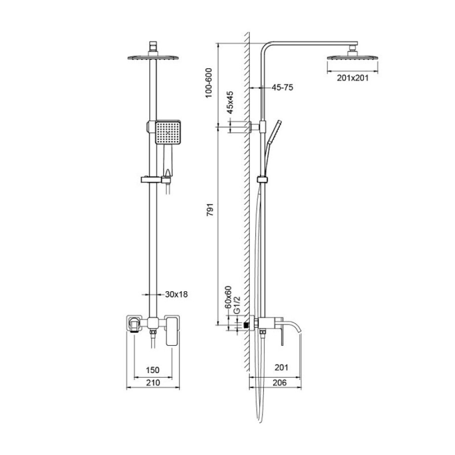 Душевая система Timo Selene SX-1013/03 3 потребителя, цвет черный матовый