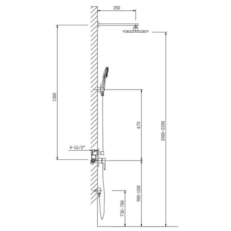 Душевая система скрытого монтажа Timo Hette SX-1029/00 SM412, 2-х режимная, хром