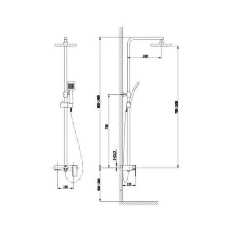 Душевая система Timo Selene SX-1041/00 chrome, 3-х режимная, с изливом, хром