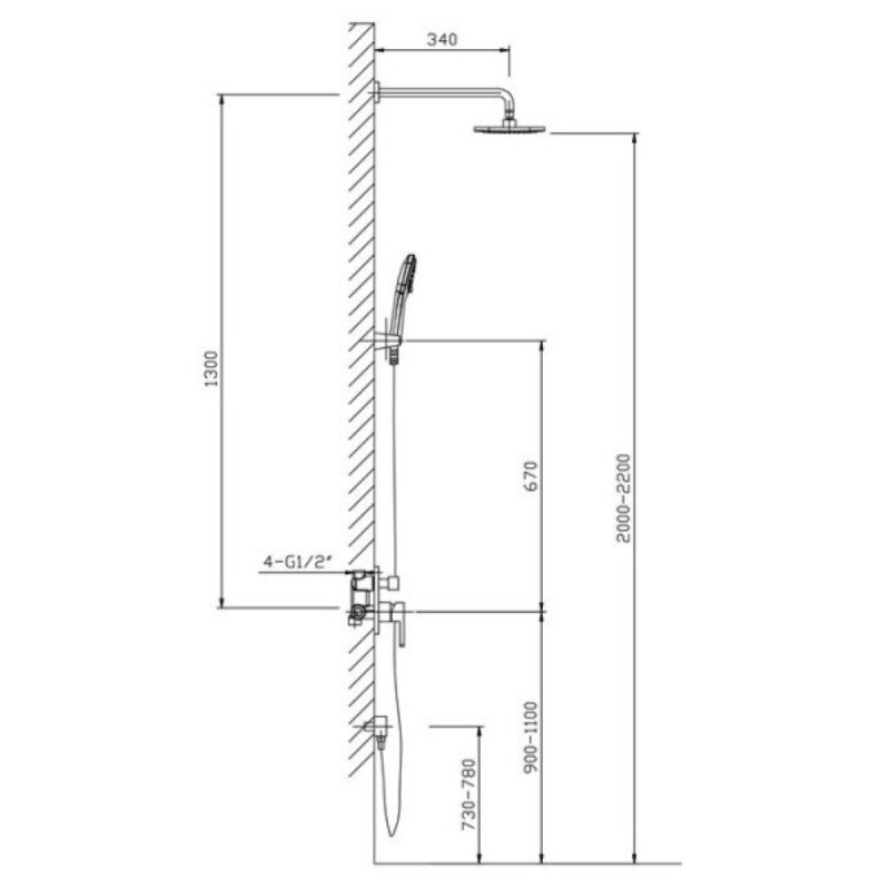 Душевая система скрытого монтажа Timo Selene SX-2069/00 SM1113, 2-х режимная, хром
