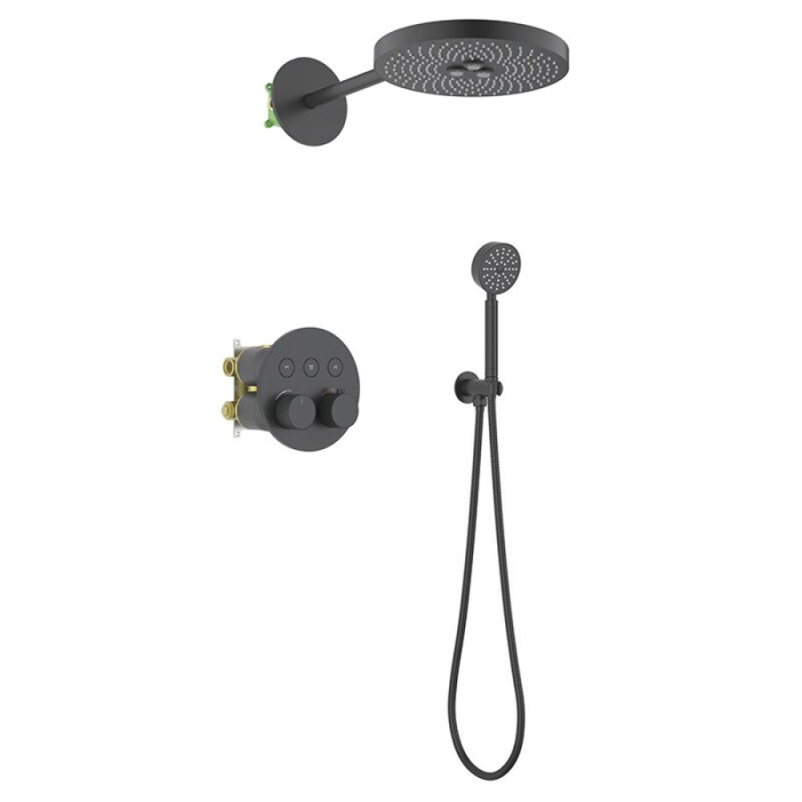 Душевая система Timo Saona SX-2308/03SM с термостатом, цвет черный матовый