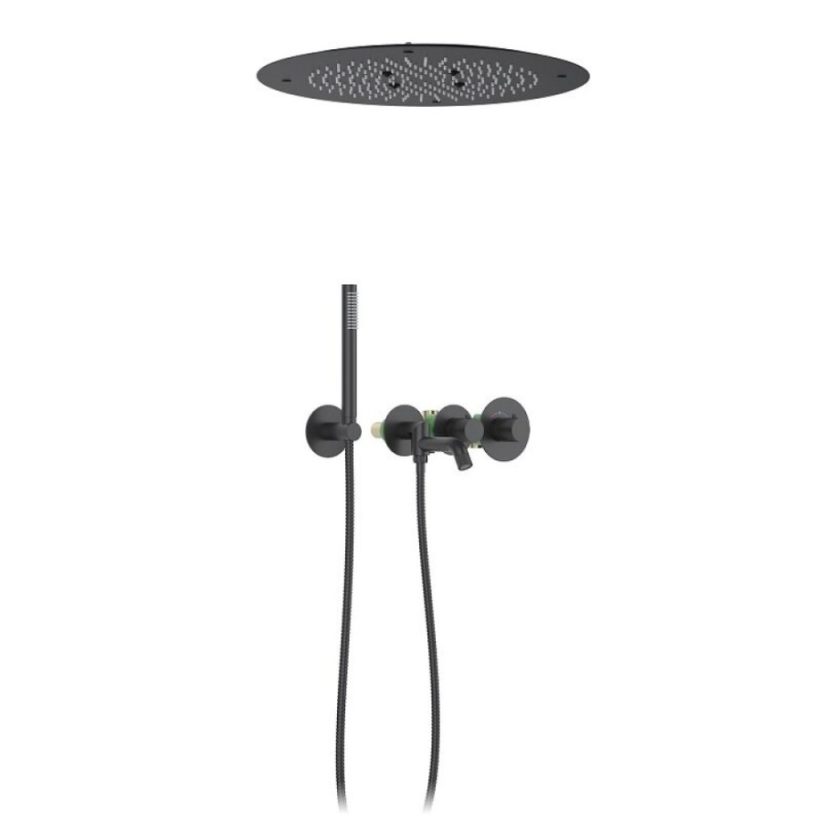Душевая система Timo Saona SX-2358/03SM, с изливом, термостатическая, цвет черный