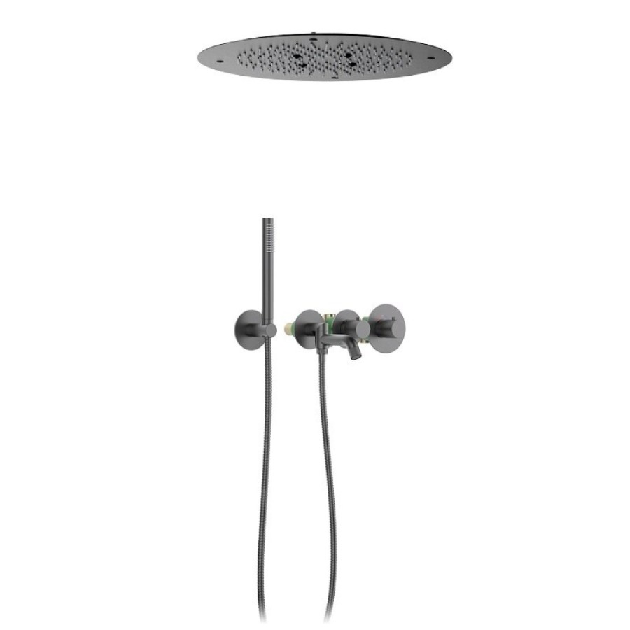 Душевая система Timo Saona SX-2358/18SM, с изливом, термостатическая, цвет черное золото