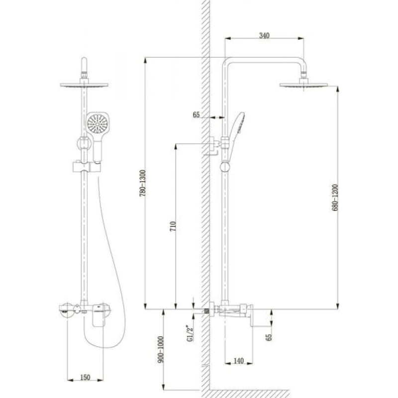 Душевая система Timo Lotta-thermo SX-2610 white, 3-х режимная, с изливом, белая/хром