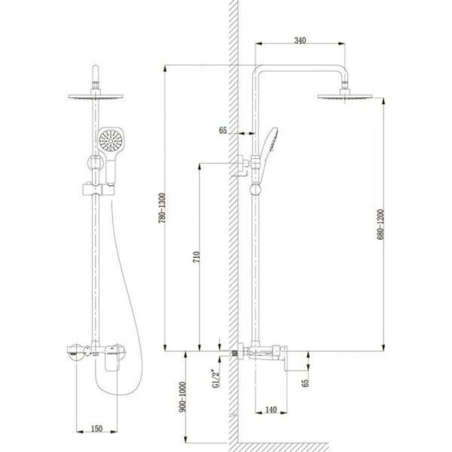 Душевая система Timo Lotta-thermo SX-2610 white, 3-х режимная, с изливом, белая/хром