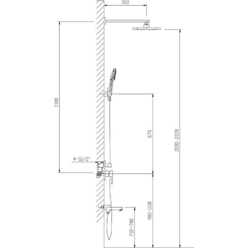 Душевая система скрытого монтажа Timo Selene SX-3069/00 SM1013, 3-х режимная, с изливом, хром