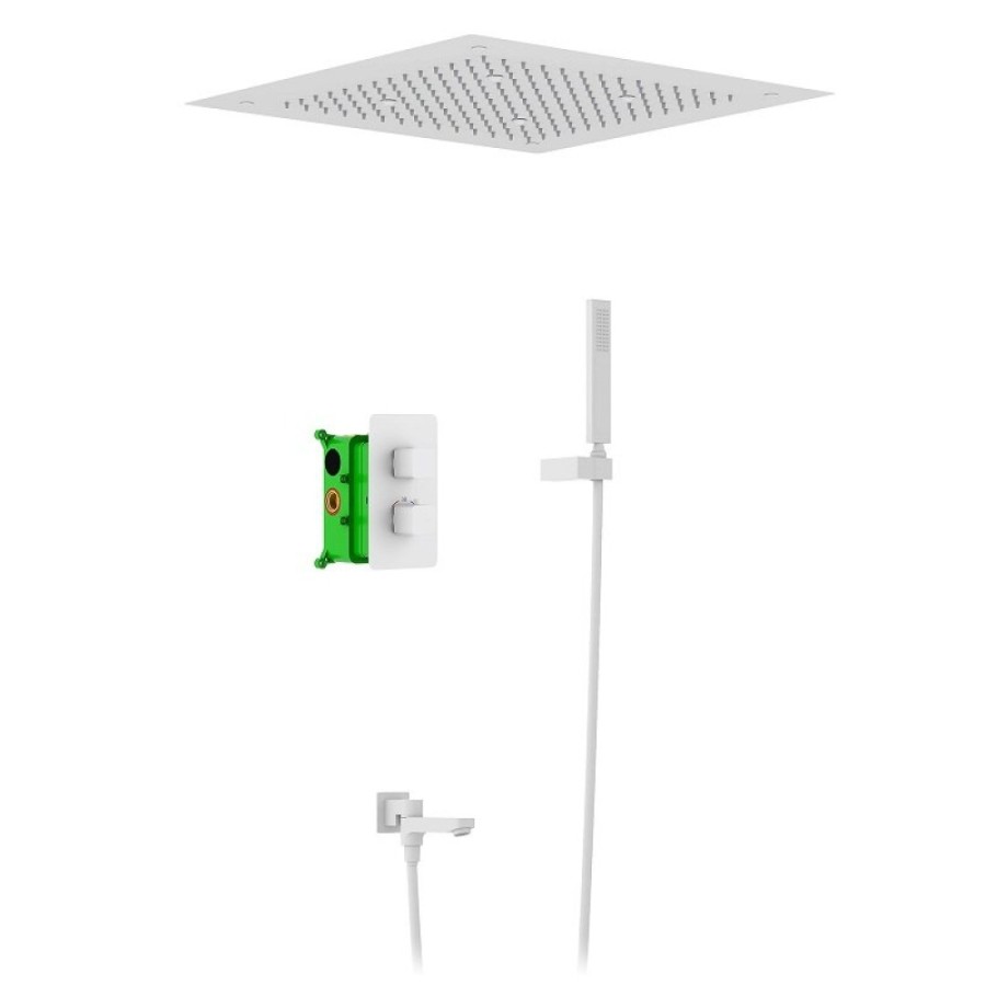 Душевая система Timo Petruma SX-5019/16SM, с изливом, термостатическая, цвет белый матовый