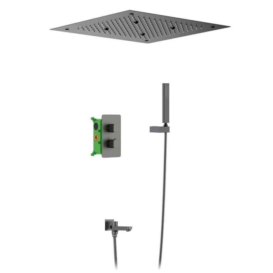 Душевая система Timo Petruma SX-5019/18SM, с изливом, термостатическая, цвет черное золото