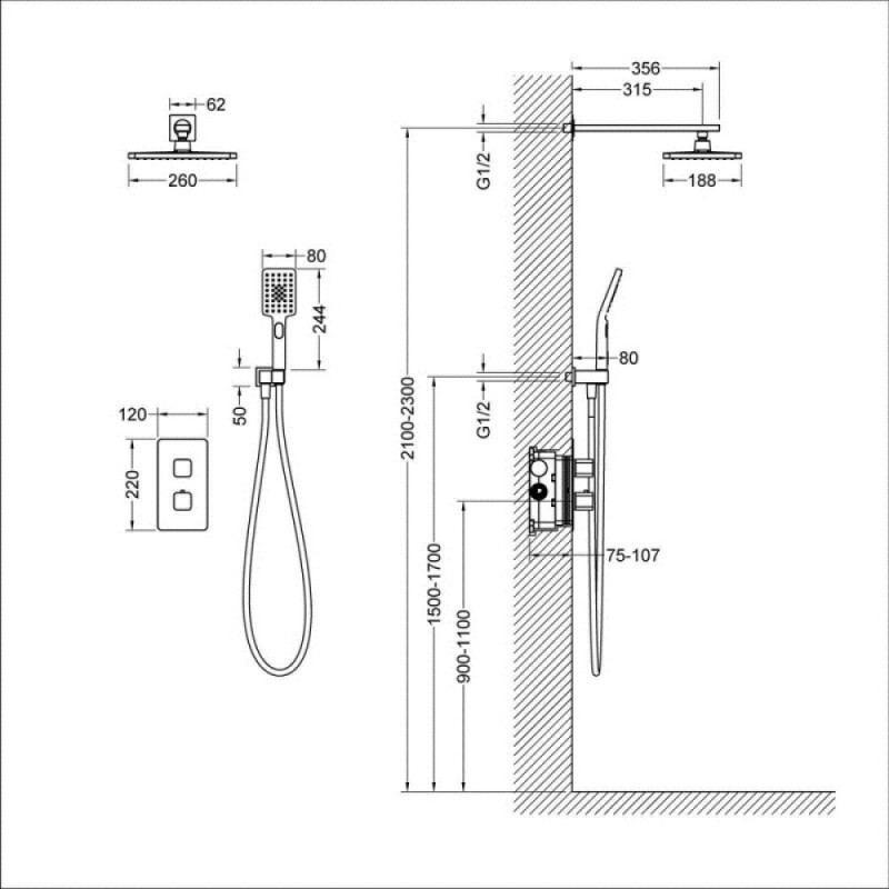 Душевая система Timo Petruma SX-5059/17SM с термостатом, золото матовое