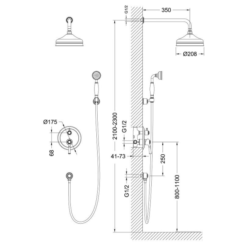 Душевая система Timo Arisa SX-5319/00SM, 2 потребителя, хром