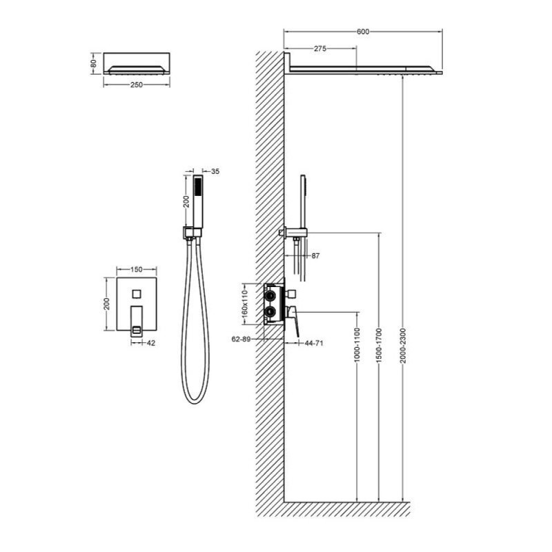Душевая система Timo Briana SX-7139/03SM, цвет чёрный матовый