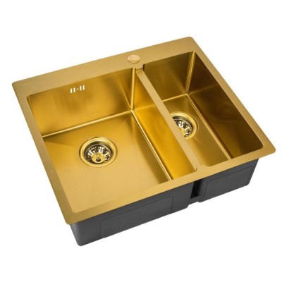 Кухонная мойка Zorg PVD SZR-59-2-51-L BRONZE/SZR-59-2-51-R BRONZE, 59 см, нержавеющая сталь, цвет бронза PVD, основная чаша слева/справа