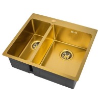 Кухонная мойка Zorg PVD SZR-59-2-51-L BRONZE/SZR-59-2-51-R BRONZE, 59 см, нержавеющая сталь, цвет бронза PVD, основная чаша слева/справа