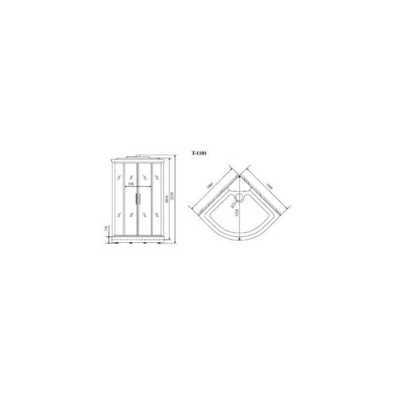 Душевая кабина Timo Standart T-1101P, 100 x 100 см, c крышей, средний поддон, стекла тонированные, профиль хром