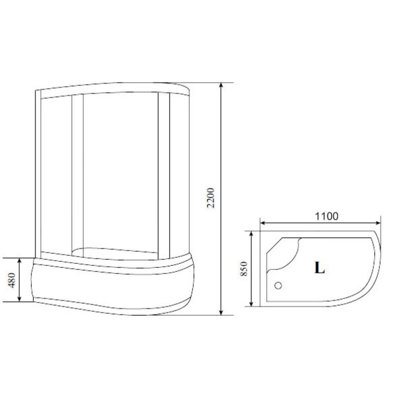 Душевая кабина Timo Standart T-1110L/T-1110R, 110 x 85 см, левая/правая, стекло тонированное, профиль хром