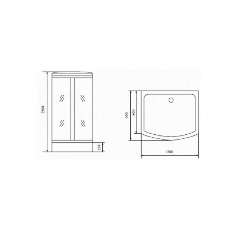 Душевая кабина Timo Standart T-1115-T-STUN, 120 x 90 см, стекло тонированное, профиль хром, хамам