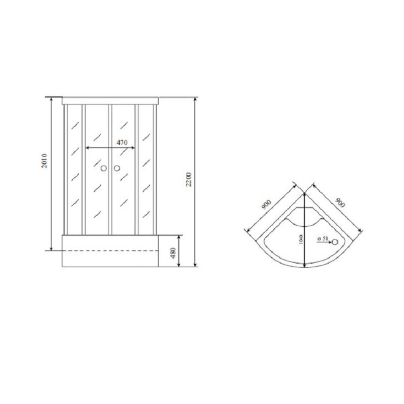 Душевая кабина Timo Standart T-1190-T-STUN, 90 x 90 см, стекло тонированное, профиль хром, хамам