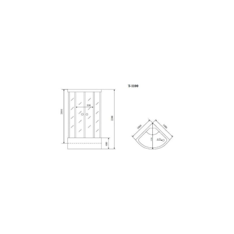 Душевой бокс Timo Standart T-6600BF, 100 x 100 см, c крышей, высокий поддон, стекла матовые, профиль черный