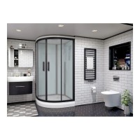 Душевой уголок Timo Standart T-6601BF, 100 x 100 см, c крышей, средний поддон, стекла матовые, профиль черный