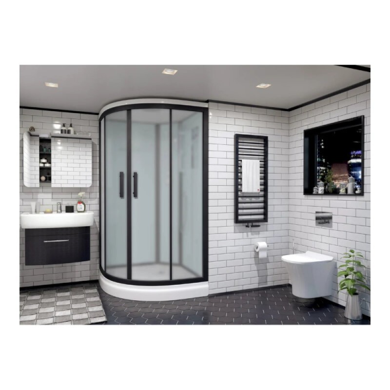 Душевой уголок Timo Standart T-6609BF, 90 x 90 см, с крышей, средний поддон, стекла матовые, профиль черный