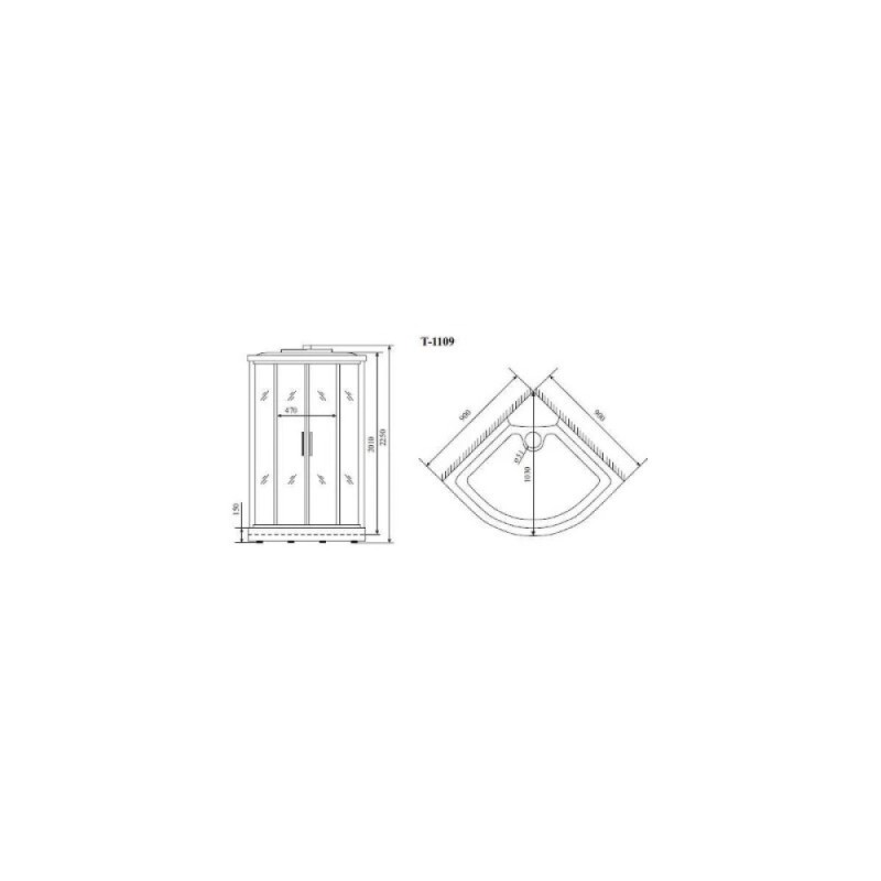 Душевая кабина Timo Standart T-6609SF, 90 x 90 см, c крышей, средний поддон, стекла матовые, профиль хром