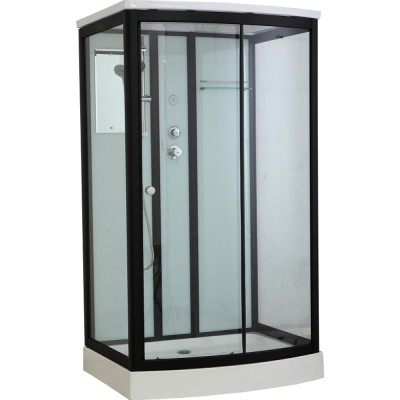 Душевая кабина Timo Standart T-6615B, 120 x 90 см, c крышей, средний поддон, стекло прозрачное, профиль черный