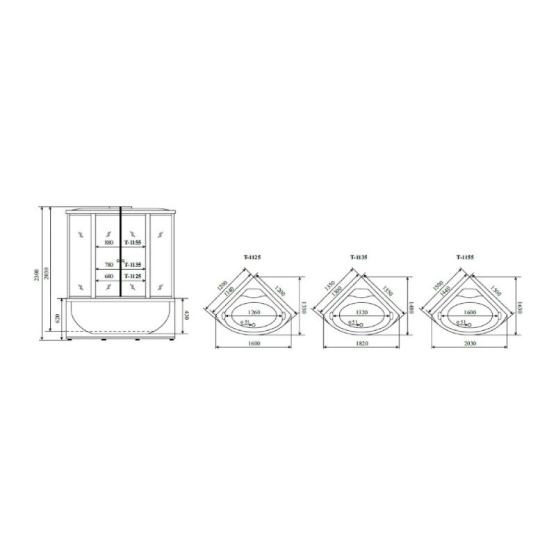 Душевой бокс Timo Standart T-6635SF, 135 x 135 см, c крышей, высокий поддон, стекла матовые, профиль хром