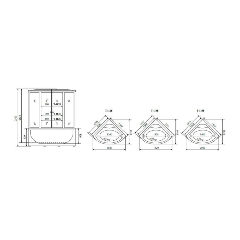 Душевой бокс Timo Standart T-6655SF, 150 x 150 см, c крышей, высокий поддон, стекла матовые, профиль хром