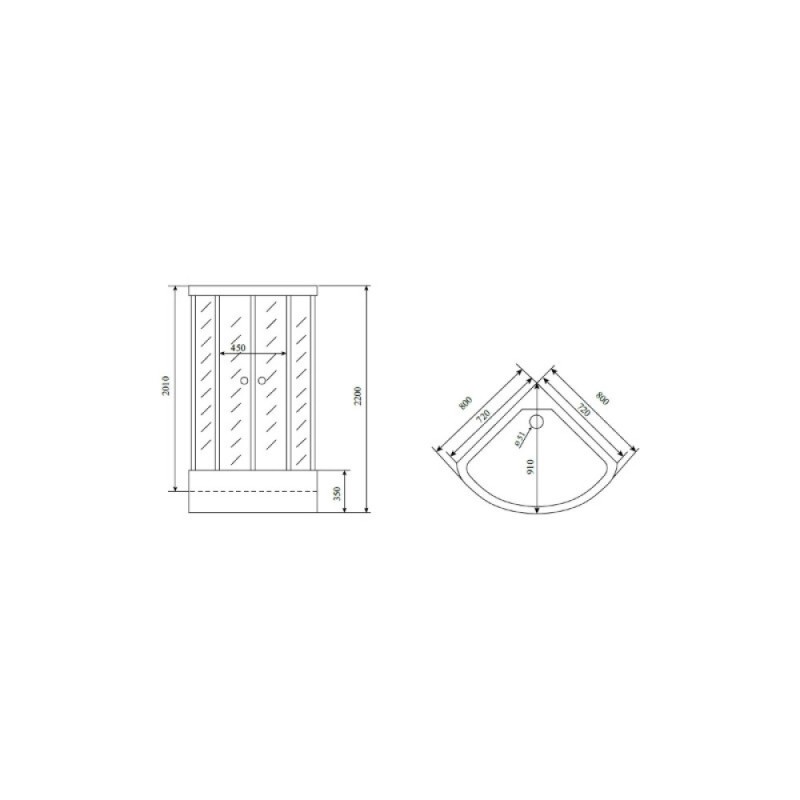 Душевая кабина Timo Standart T-6680SF, 80 x 80 см, c крышей, средний поддон, стекла матовые, профиль хром