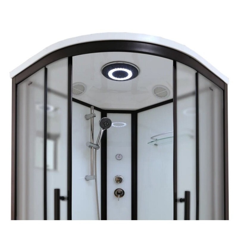 Душевая кабина Timo Standart Black Fabric T-6690BF-T-STUN, 90 x 90 см, стекло матовое, профиль черный, хамам
