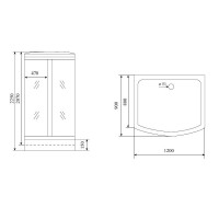 Душевая кабина Timo Lux T-7715-T-STUN-T-CH/C, 90 x 120 см, стекло прозрачное, профиль хром, хамам, стул