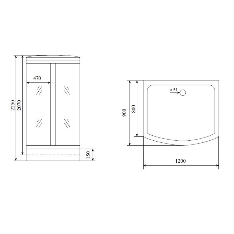 Душевая кабина Timo Lux T-7715-T-STUN-T-CH/C, 90 x 120 см, стекло прозрачное, профиль хром, хамам, стул