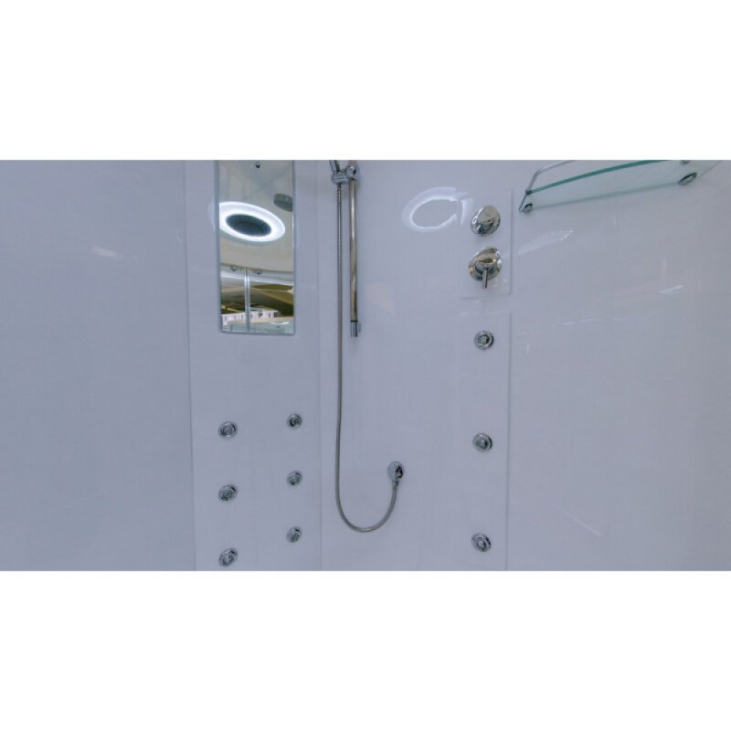 Душевой бокс Timo Lux T-7735C, 135 x 135 см, c крышей, высокий поддон, с гидромассажем, стекла прозрачные, профиль хром