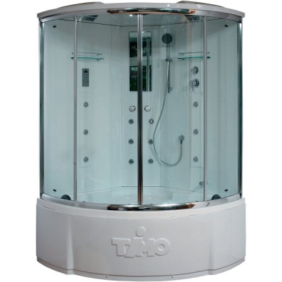 Душевой бокс Timo Lux T-7735C, 135 x 135 см, c крышей, высокий поддон, с гидромассажем, стекла прозрачные, профиль хром
