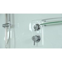 Душевой бокс Timo Lux T-7735C, 135 x 135 см, c крышей, высокий поддон, с гидромассажем, стекла прозрачные, профиль хром