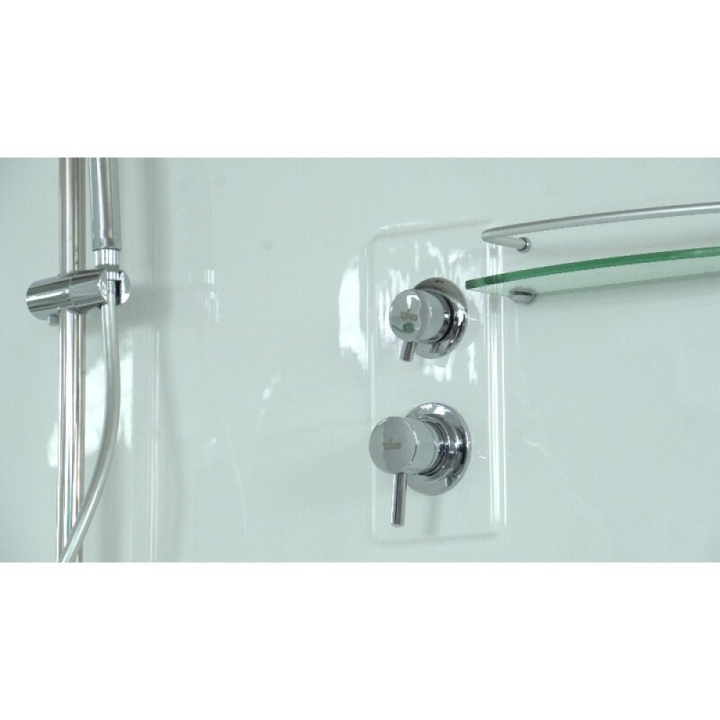 Душевой бокс Timo Lux T-7735C, 135 x 135 см, c крышей, высокий поддон, с гидромассажем, стекла прозрачные, профиль хром
